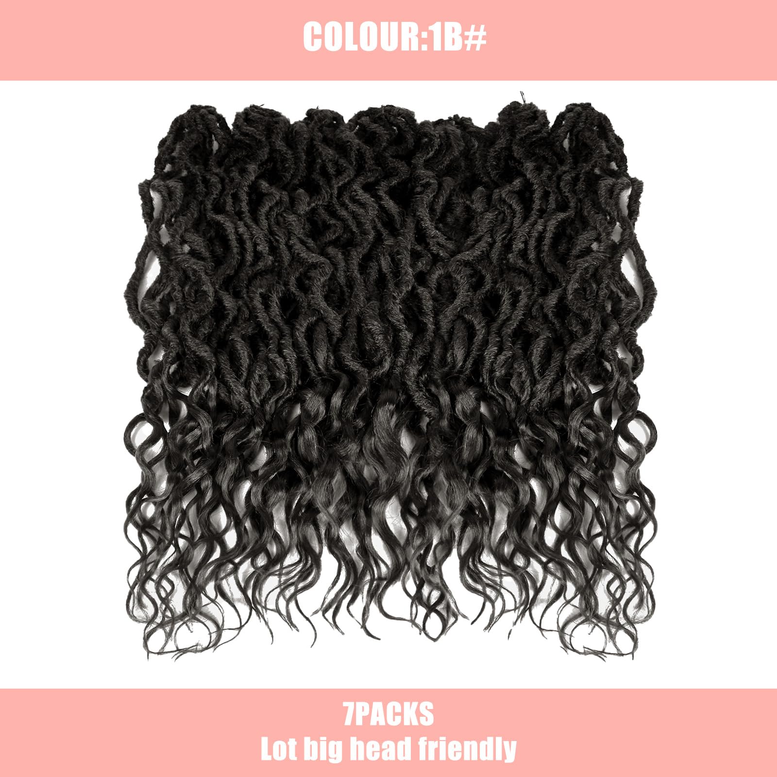 Faux Locs Crochet Hair 24Inch 7 Packs Pre-Looped Ombre Soft Locs With Curly Ends Dreadlock Goddess Loc Crochet Hair for Women（24Inch，OT1B/30/27#）