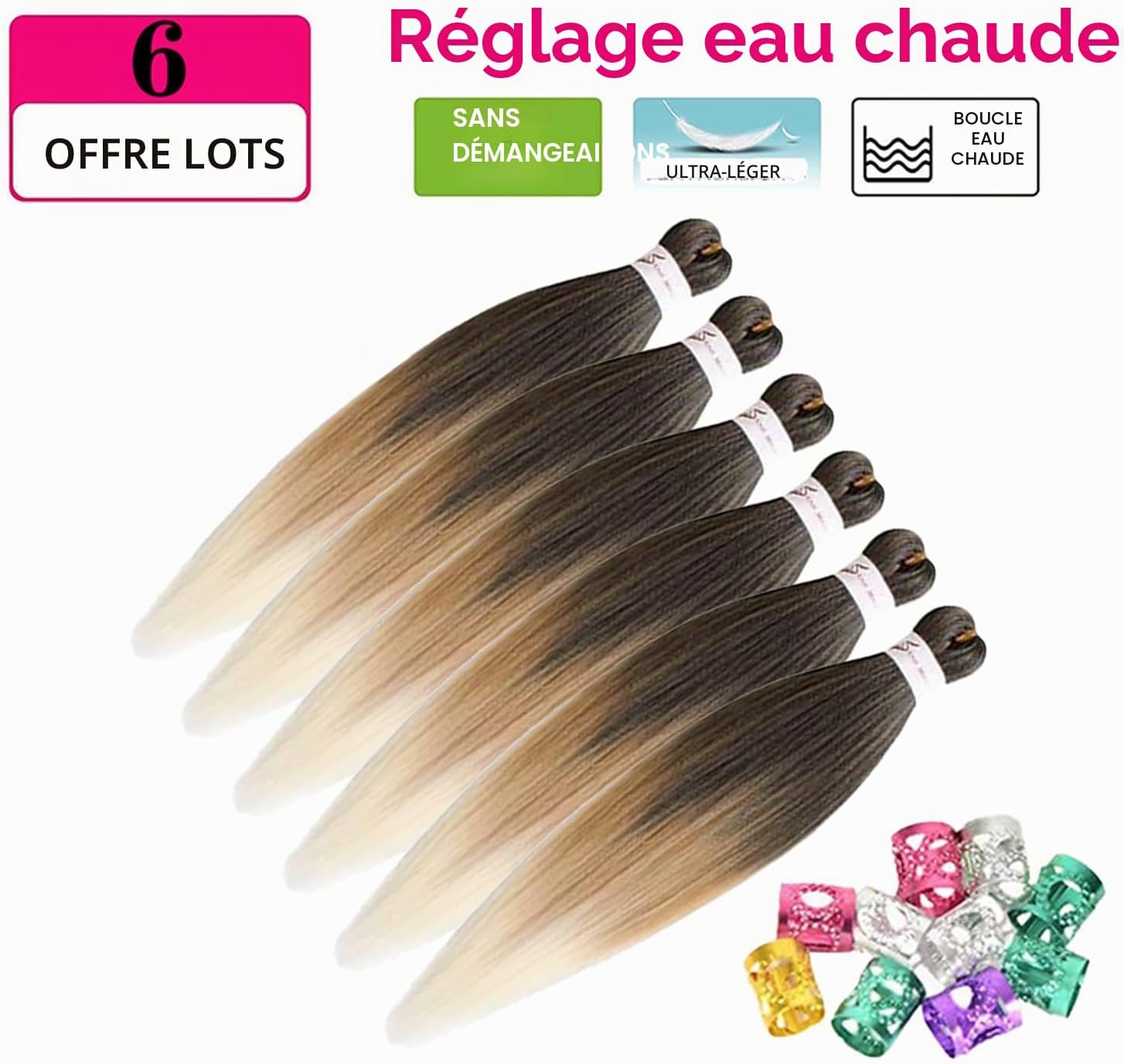 Rajout Cheveux Tressés Pré-étirés Noir Naturelles Black 30 Pouces Long Kanekalon Easy Braids Meches Cheveux pour Tresses Africaine 6 Paquets Knotless Yaki Nattes Extensions de Cheveux(1B#)