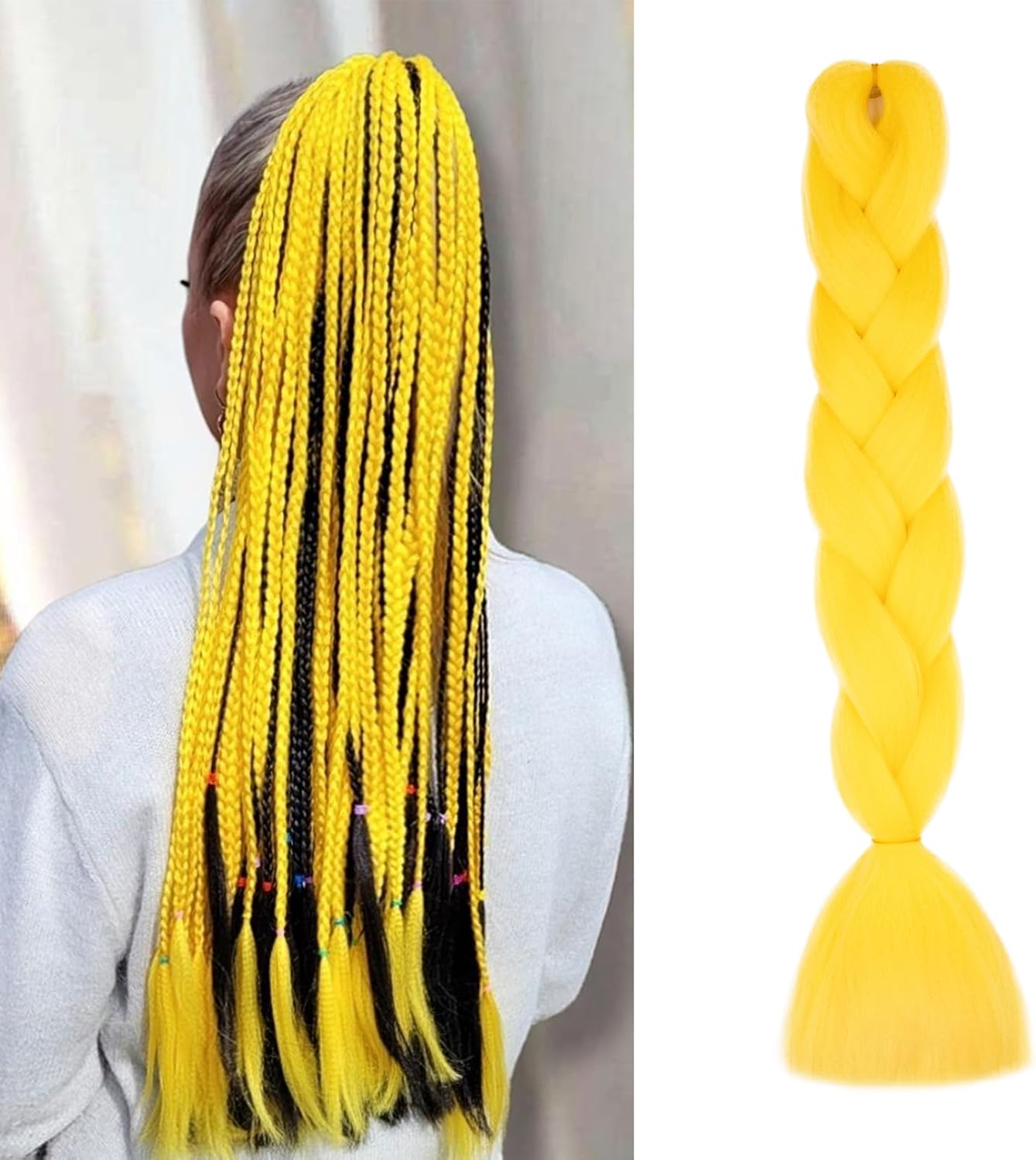Meches pour Tresses Africaine Rajout Cheveux Braids Jumbo Extension Cheveux Ombre Synthétique Violet & Bleu & Jaune & Orange