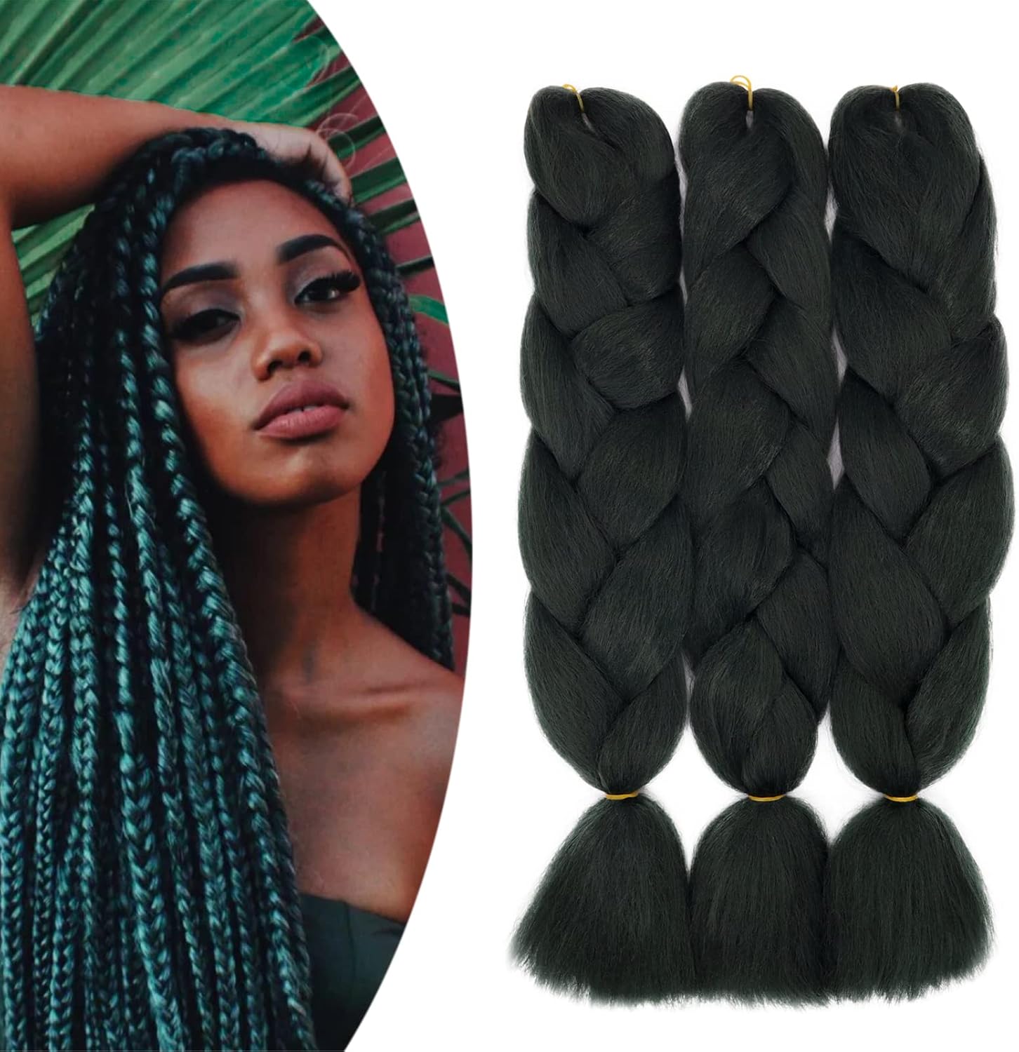 24" Meches pour Tresses Africaine Braids Meches Tresse Cheveux Rajout Cheveux Tressage 1 Paquet Crochet Braids Extension de Cheveux Afro pour Tresse Ombre Synthétiques (Rose)