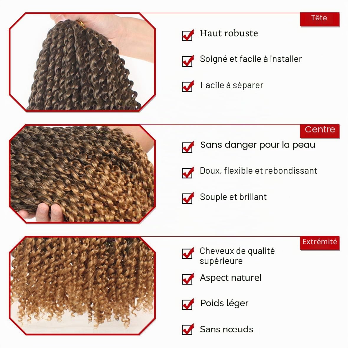 Xtrend Lot de 7 paquets d’extensions de cheveux Passion Twist - 18 mèches par paquet - 30,5 cm - Cheveux tressés au crochet
