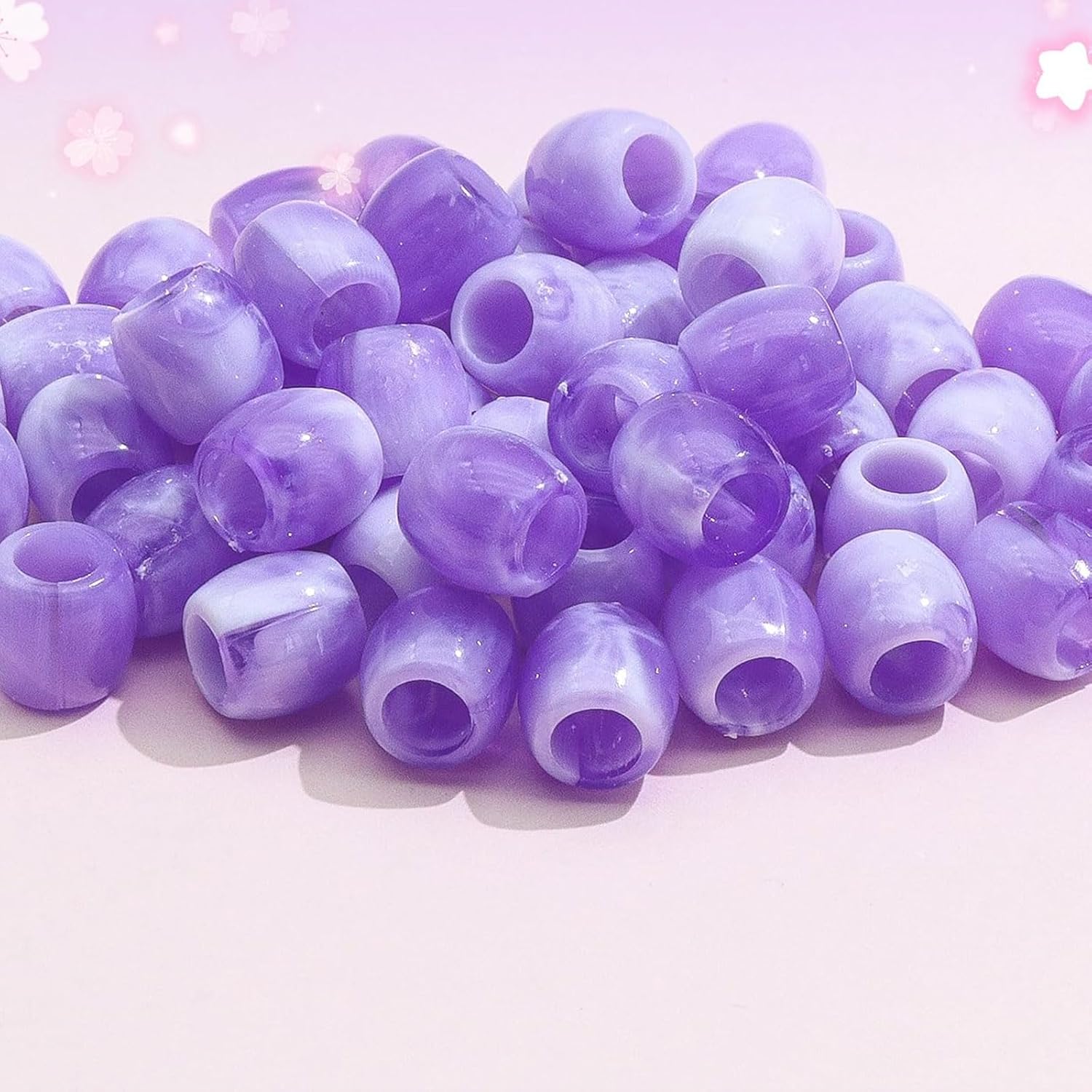 50PCS Perles à Cheveux Transparentes pour Tresses, Grosses Perles en Acrylique, Accessoires pour Dreadlocks, Bijoux pour Cheveux pour Enfants Filles avec Aide à