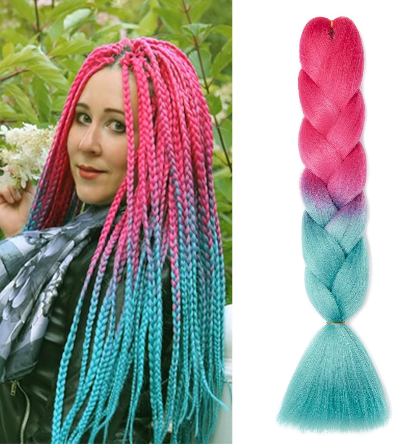 Meches pour Tresses Africaine Rajout Cheveux Braids Jumbo Extension Cheveux Ombre Synthétique Violet & Bleu & Jaune & Orange