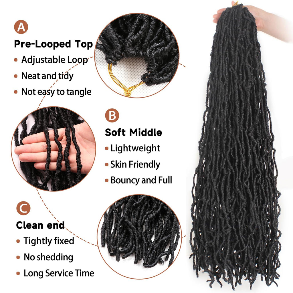 8 Packs Faux Locks Crochet Braids Meches Soft Locs Meches Pour Tresses Africaine Faux Locs Crochet Hair Meches Bouclees Pour Tresses (#1B, 60.9 CM(Lot de 8))