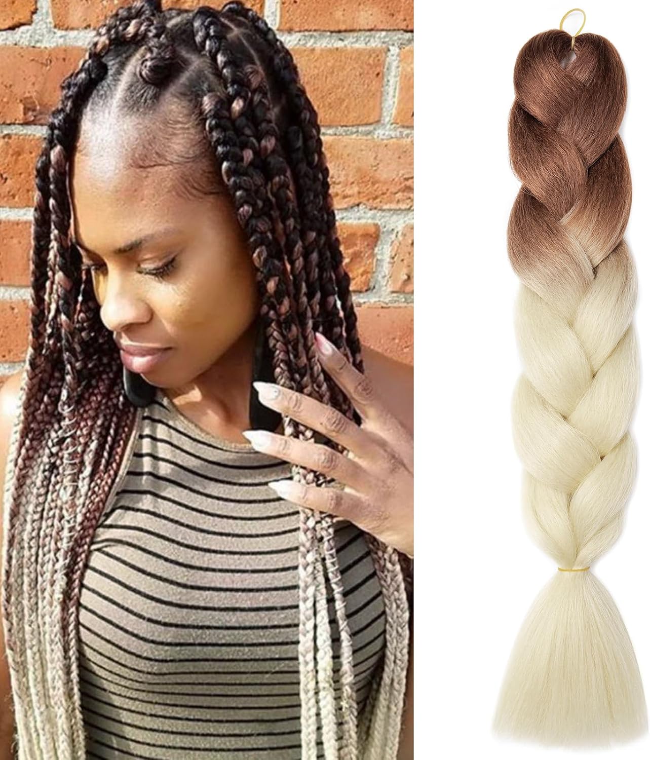 Meches pour Tresses Africaine Rajout Cheveux Braids Jumbo Extension Cheveux Ombre Synthétique Violet & Bleu & Jaune & Orange