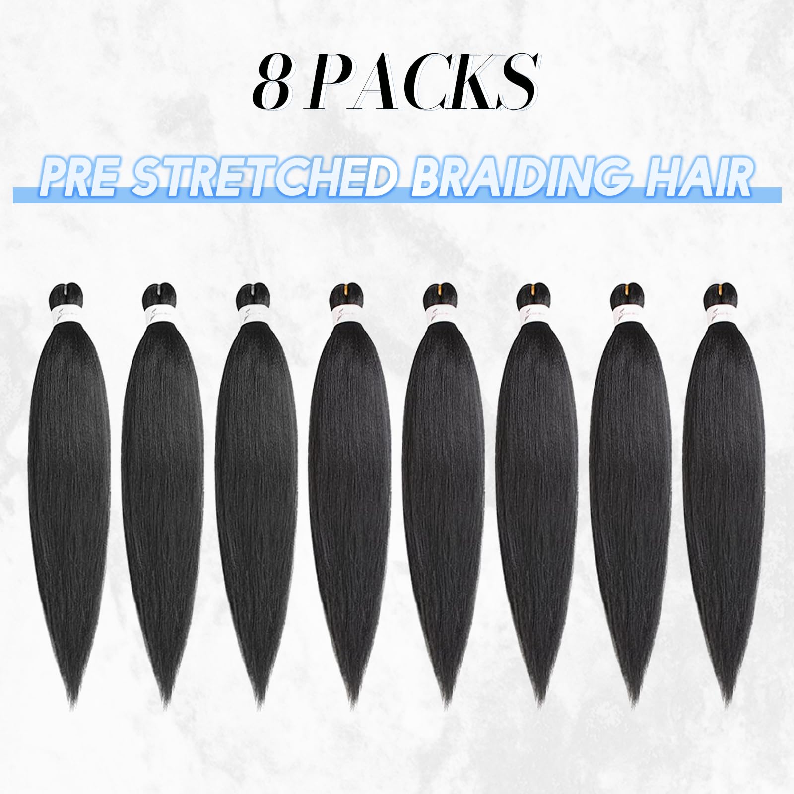 FESHFEN Meches pour Tresses Africaine Rajout Cheveux Tresses Pré étiré Tressage Braiding Hair Synthétiques Yaki 8 Packs Hair Braids Extensions de cheveux pour Femme 65cm Noir cassé à Auburn clair