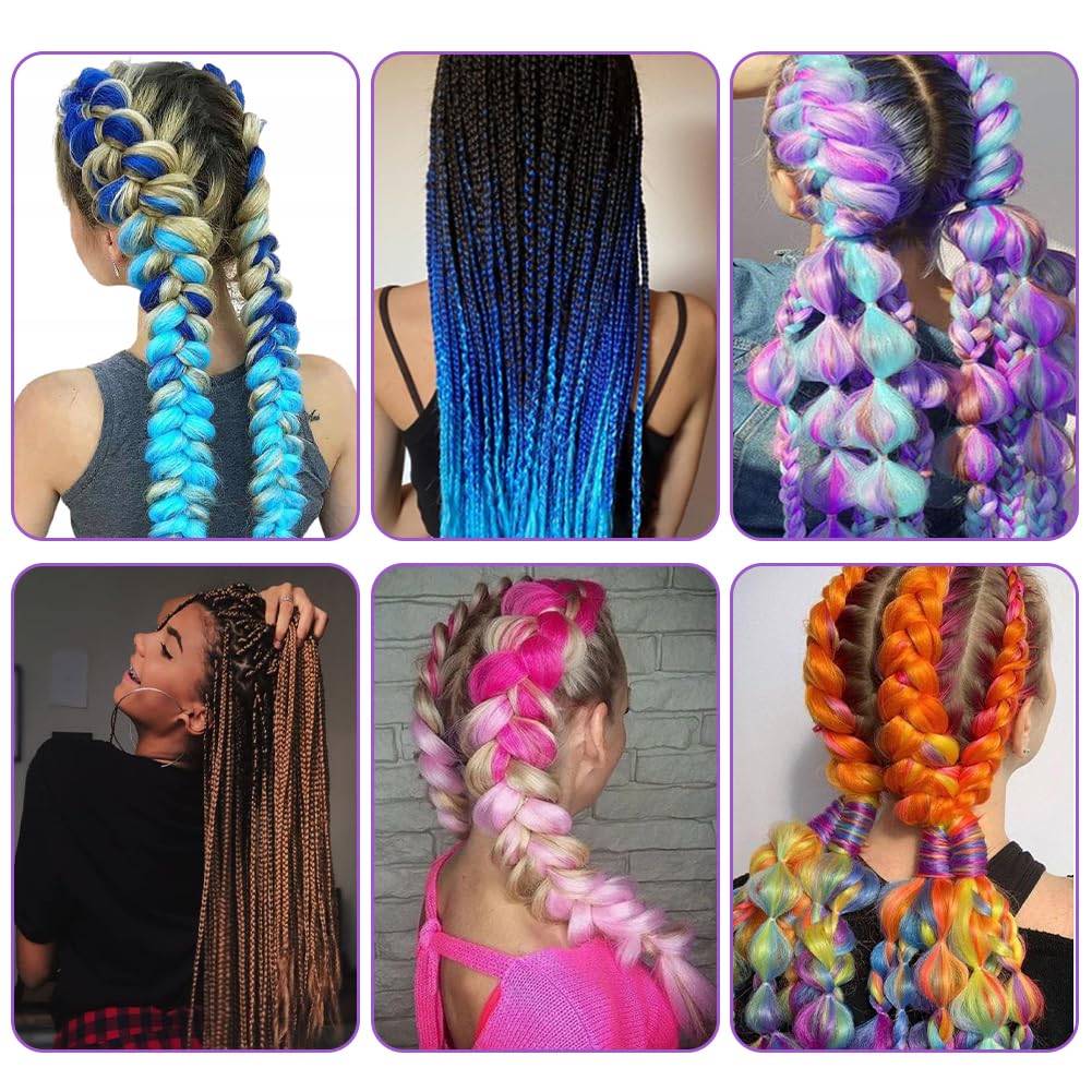 Aomig Rajout Cheveux Tresse, Jumbo Braids Meches, 65cm Extension de Cheveux de Fibre Synthétique pour Crochet Twist Tressage (4 couleurs)