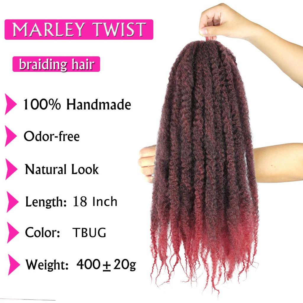 Enbeautiful Marley Twist Hair 24 Inch 8packs Marley Twists Braiding Hair Long Cuban Twist Hair Pre Fluffed Afro Kinky Curly Twists Crochet Hair Synthetic Marley Braids Extensions,27#
