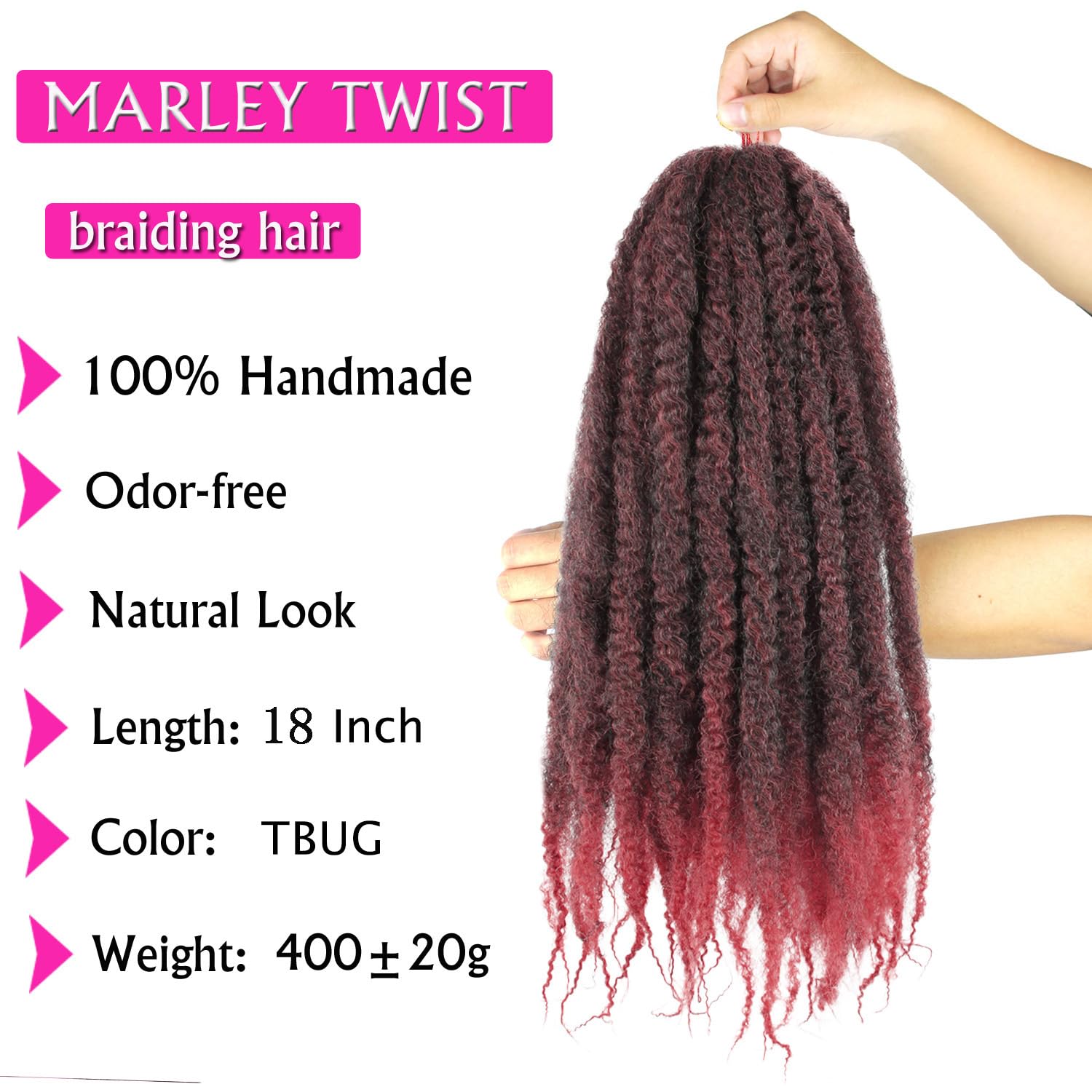 Enbeautiful Marley Twist Hair 24 Inch 8packs Marley Twists Braiding Hair Long Cuban Twist Hair Pre Fluffed Afro Kinky Curly Twists Crochet Hair Synthetic Marley Braids Extensions,27#