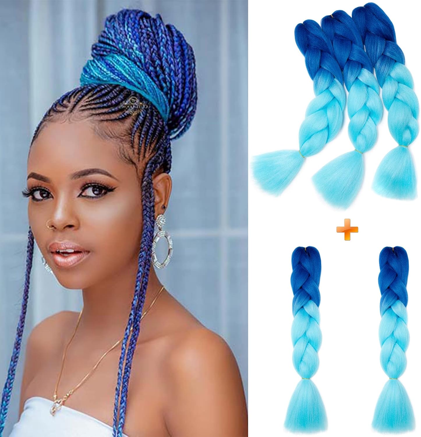 24" Meches pour Tresses Africaine Braids Meches Tresse Cheveux Rajout Cheveux Tressage 1 Paquet Crochet Braids Extension de Cheveux Afro pour Tresse Ombre Synthétiques (Rose)