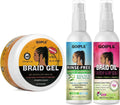 Coffret Gel Cheveux Bouclés avec Shampoing Tressé et Huile Spray – Lissant pour Twists, Locs, Tresses, Cornrows et Contrôle des Bords – Gel Cheveux Afro Kit Soin Coiffant Tressé Facile à Utiliser