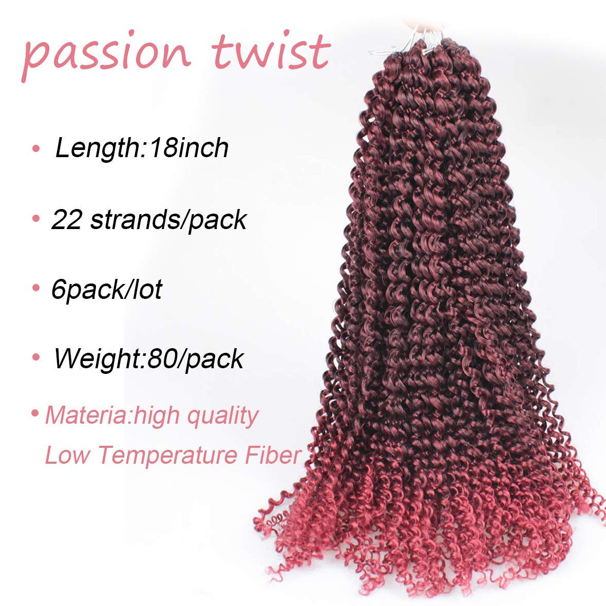 Xtrend Lot de 7 paquets d’extensions de cheveux Passion Twist - 18 mèches par paquet - 30,5 cm - Cheveux tressés au crochet