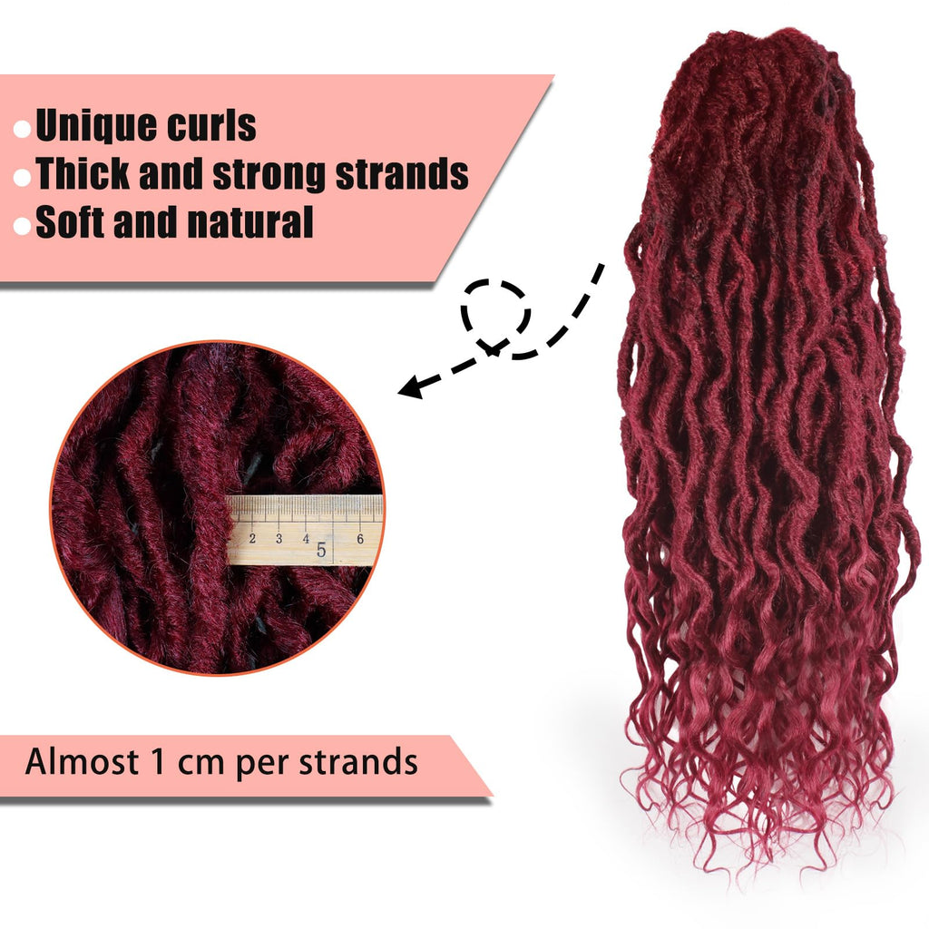 Faux Locs Crochet Hair 24Inch 7 Packs Pre-Looped Ombre Soft Locs With Curly Ends Dreadlock Goddess Loc Crochet Hair for Women（24Inch，OT1B/30/27#）