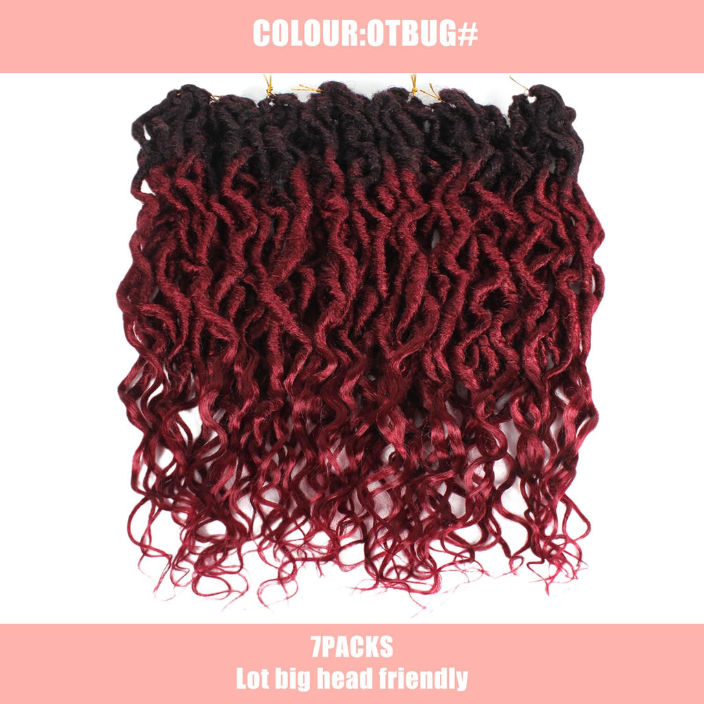 Faux Locs Crochet Hair 24Inch 7 Packs Pre-Looped Ombre Soft Locs With Curly Ends Dreadlock Goddess Loc Crochet Hair for Women（24Inch，OT1B/30/27#）