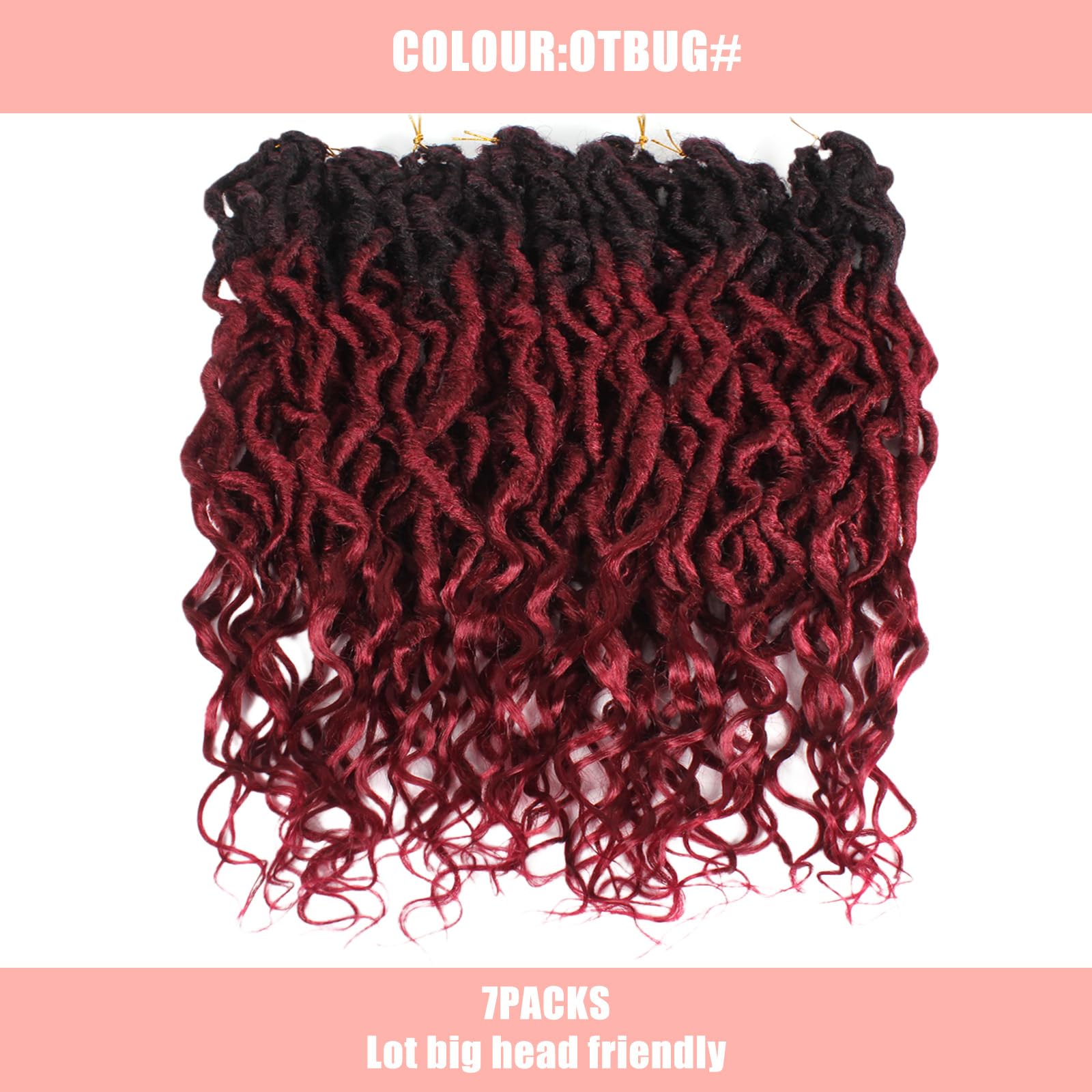 Faux Locs Crochet Hair 24Inch 7 Packs Pre-Looped Ombre Soft Locs With Curly Ends Dreadlock Goddess Loc Crochet Hair for Women（24Inch，OT1B/30/27#）