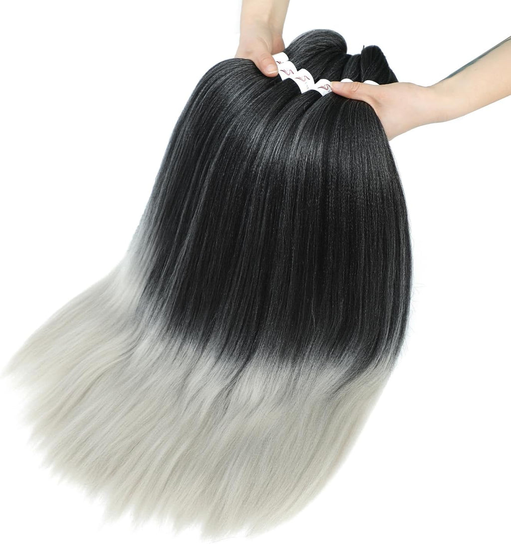 Rajout Cheveux Tressés Pré-étirés Noir Naturelles Black 30 Pouces Long Kanekalon Easy Braids Meches Cheveux pour Tresses Africaine 6 Paquets Knotless Yaki Nattes Extensions de Cheveux(1B#)