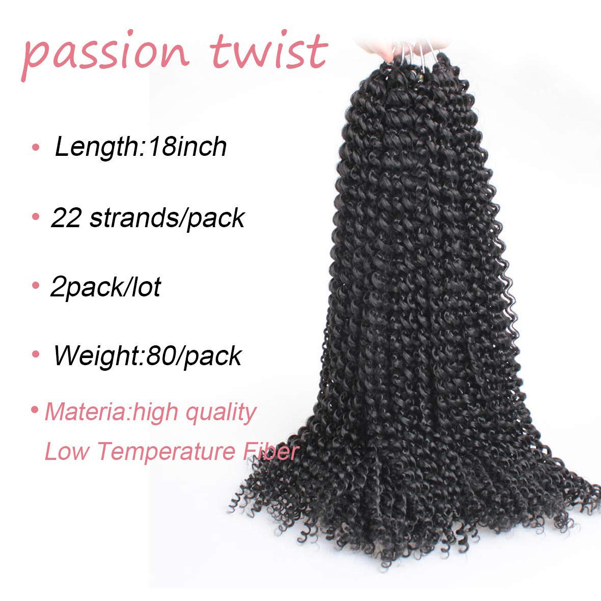 Xtrend Lot de 7 paquets d’extensions de cheveux Passion Twist - 18 mèches par paquet - 30,5 cm - Cheveux tressés au crochet