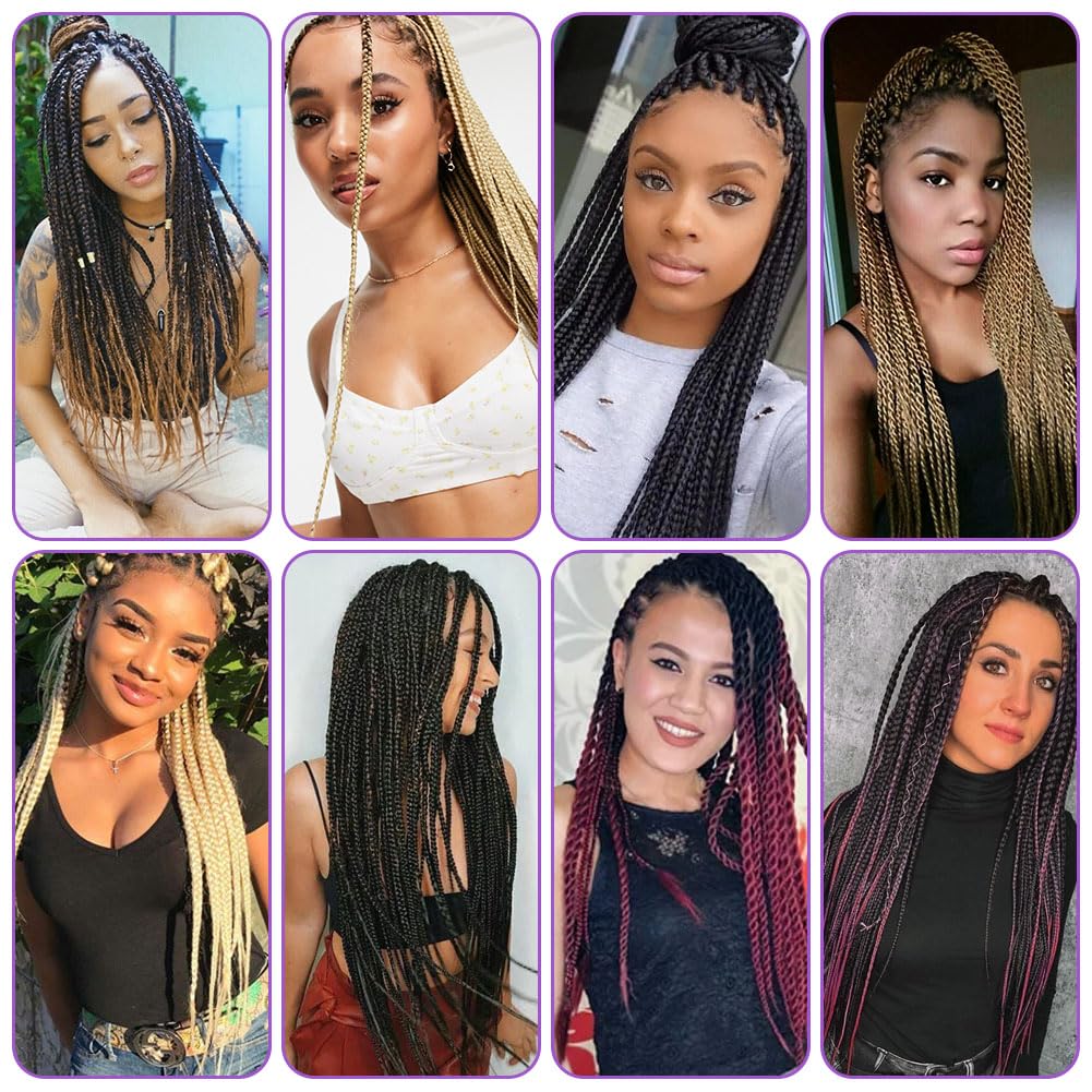 Aomig Rajout Cheveux Tresse, Jumbo Braids Meches, 65cm Extension de Cheveux de Fibre Synthétique pour Crochet Twist Tressage (4 couleurs)