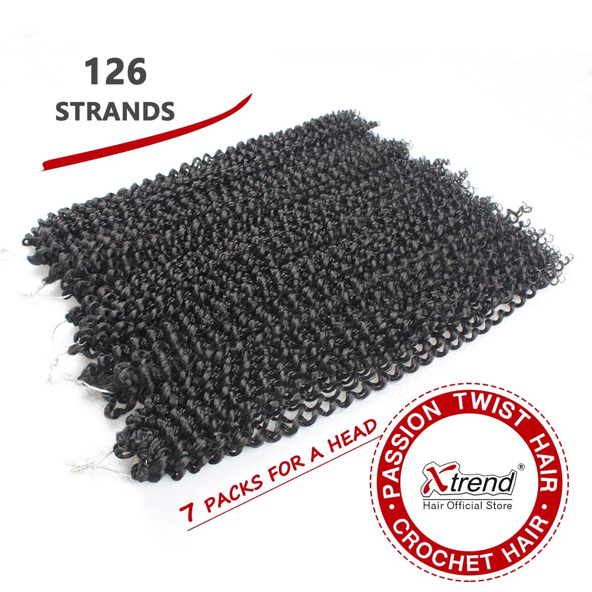 Xtrend Lot de 7 paquets d’extensions de cheveux Passion Twist - 18 mèches par paquet - 30,5 cm - Cheveux tressés au crochet
