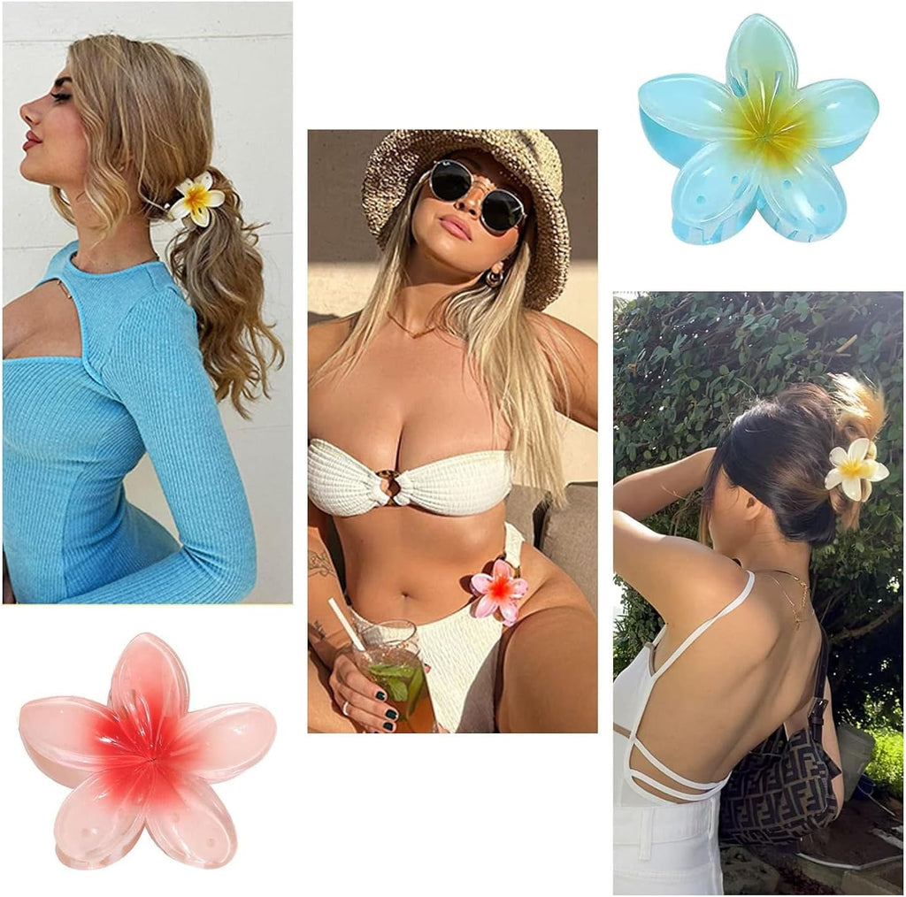 Lot de 6 pinces à cheveux en forme de fleur pour femme, jolie pince à cheveux hawaïenne, accessoires de cheveux hawaïens pour cheveux épais, cadeaux pour femmes, adolescentes et filles