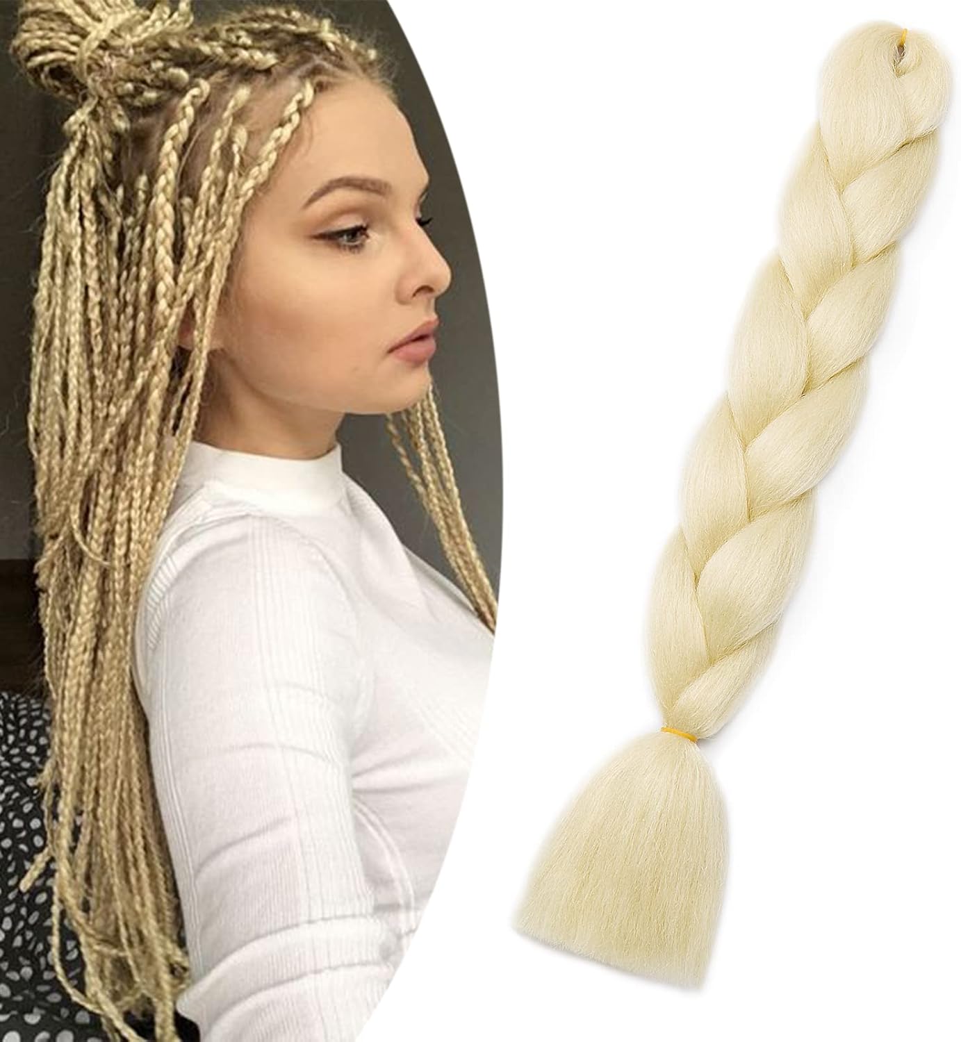 24" Meches pour Tresses Africaine Braids Meches Tresse Cheveux Rajout Cheveux Tressage 1 Paquet Crochet Braids Extension de Cheveux Afro pour Tresse Ombre Synthétiques (Rose)