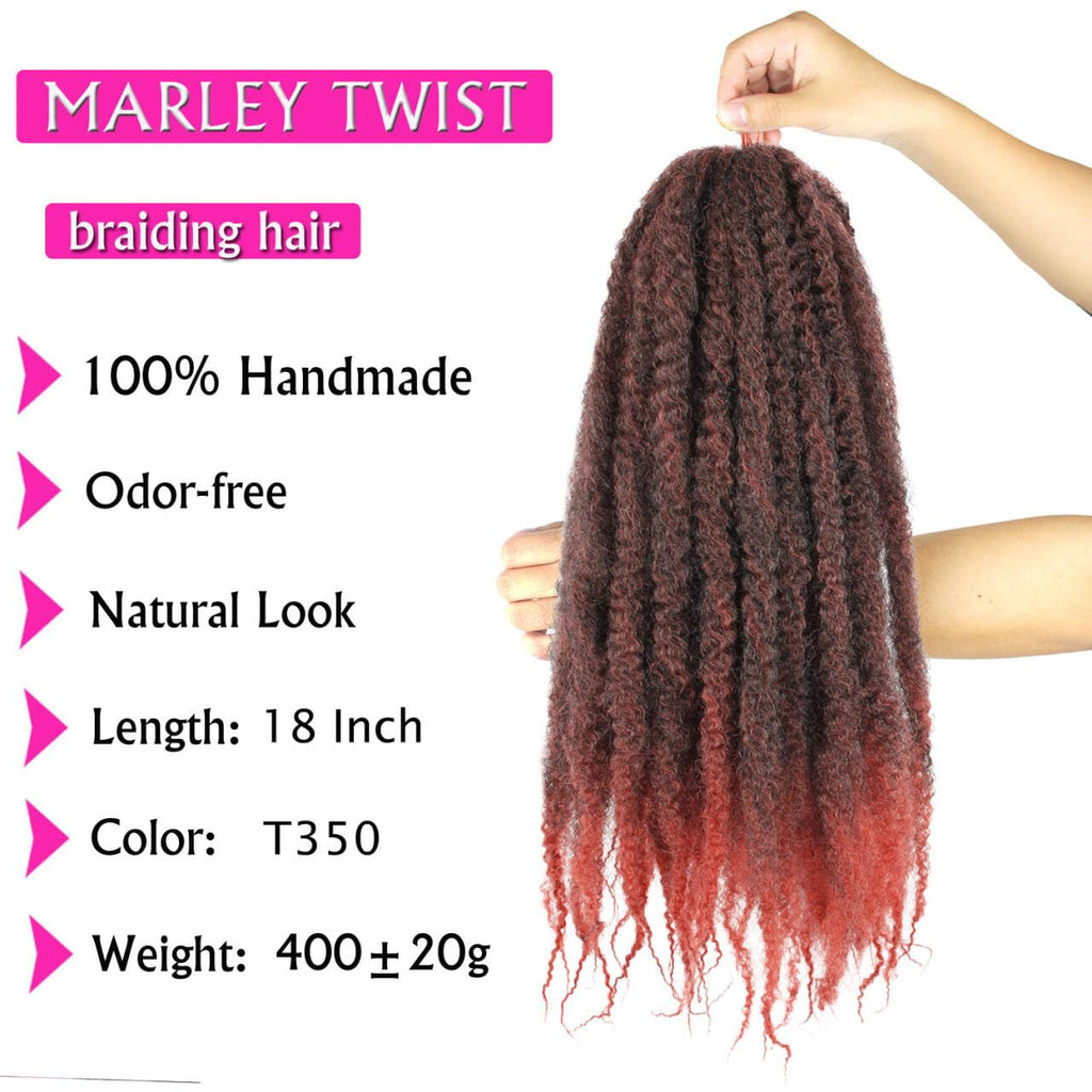Enbeautiful Marley Twist Hair 24 Inch 8packs Marley Twists Braiding Hair Long Cuban Twist Hair Pre Fluffed Afro Kinky Curly Twists Crochet Hair Synthetic Marley Braids Extensions,27#
