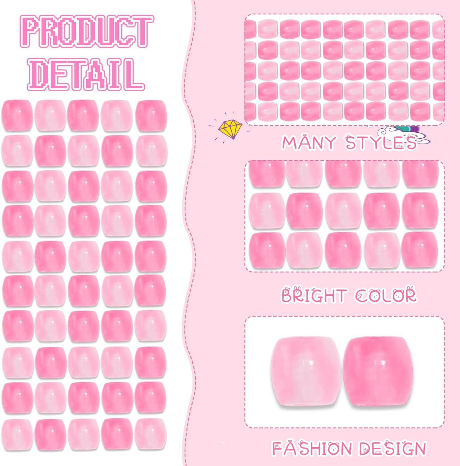 50PCS Perles à Cheveux Transparentes pour Tresses, Grosses Perles en Acrylique, Accessoires pour Dreadlocks, Bijoux pour Cheveux pour Enfants Filles avec Aide à