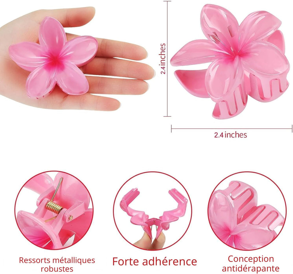 Lot de 6 pinces à cheveux en forme de fleur pour femme, jolie pince à cheveux hawaïenne, accessoires de cheveux hawaïens pour cheveux épais, cadeaux pour femmes, adolescentes et filles