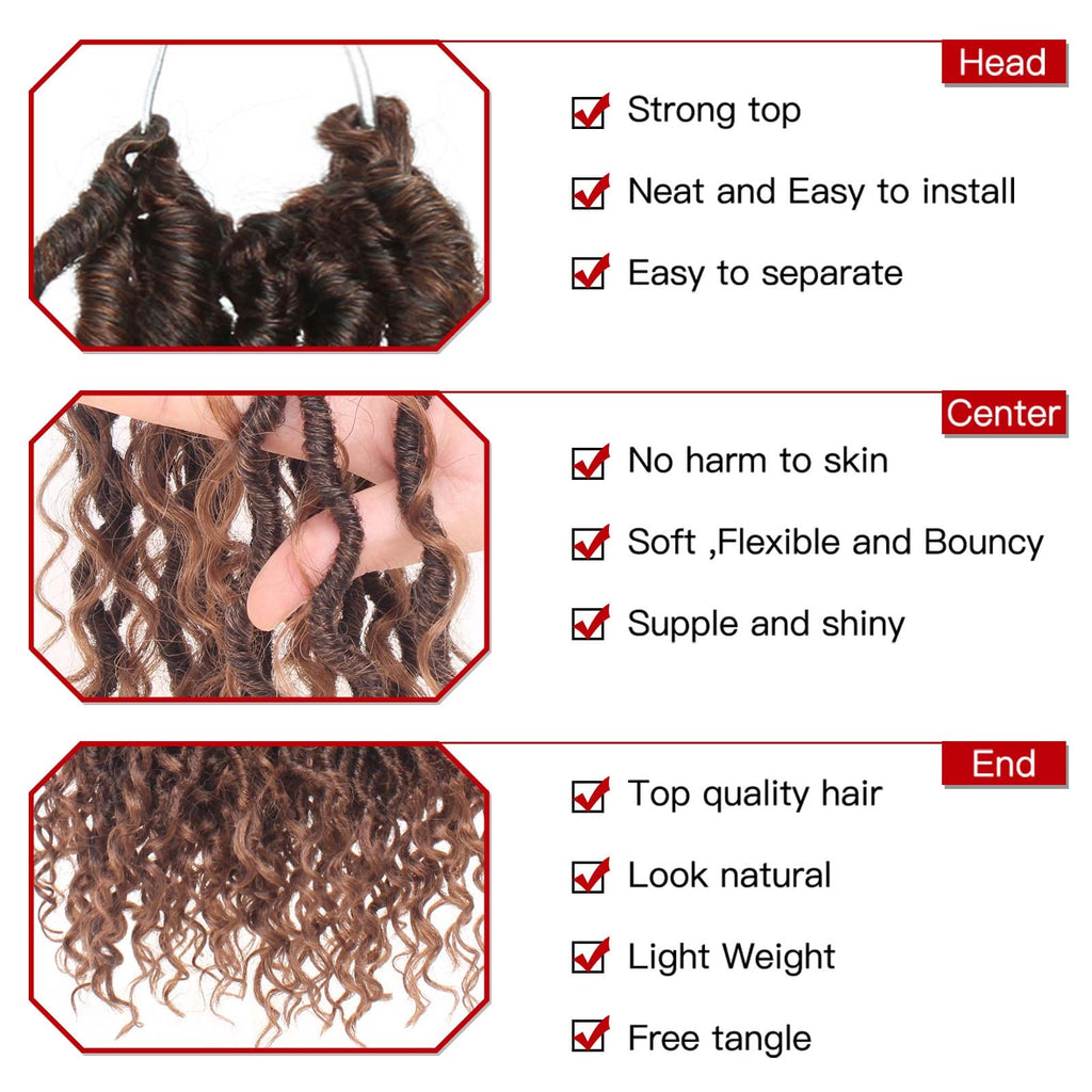 Xtrend 6Packs 18 pouces Twist Perruques Crochet Tresses Faux Locs bouclés se termine Dreadlocks Tresses Synthétiques Extensions de Cheveux Haute Température pour Femmes Noires 20 Strands/pack TBUG