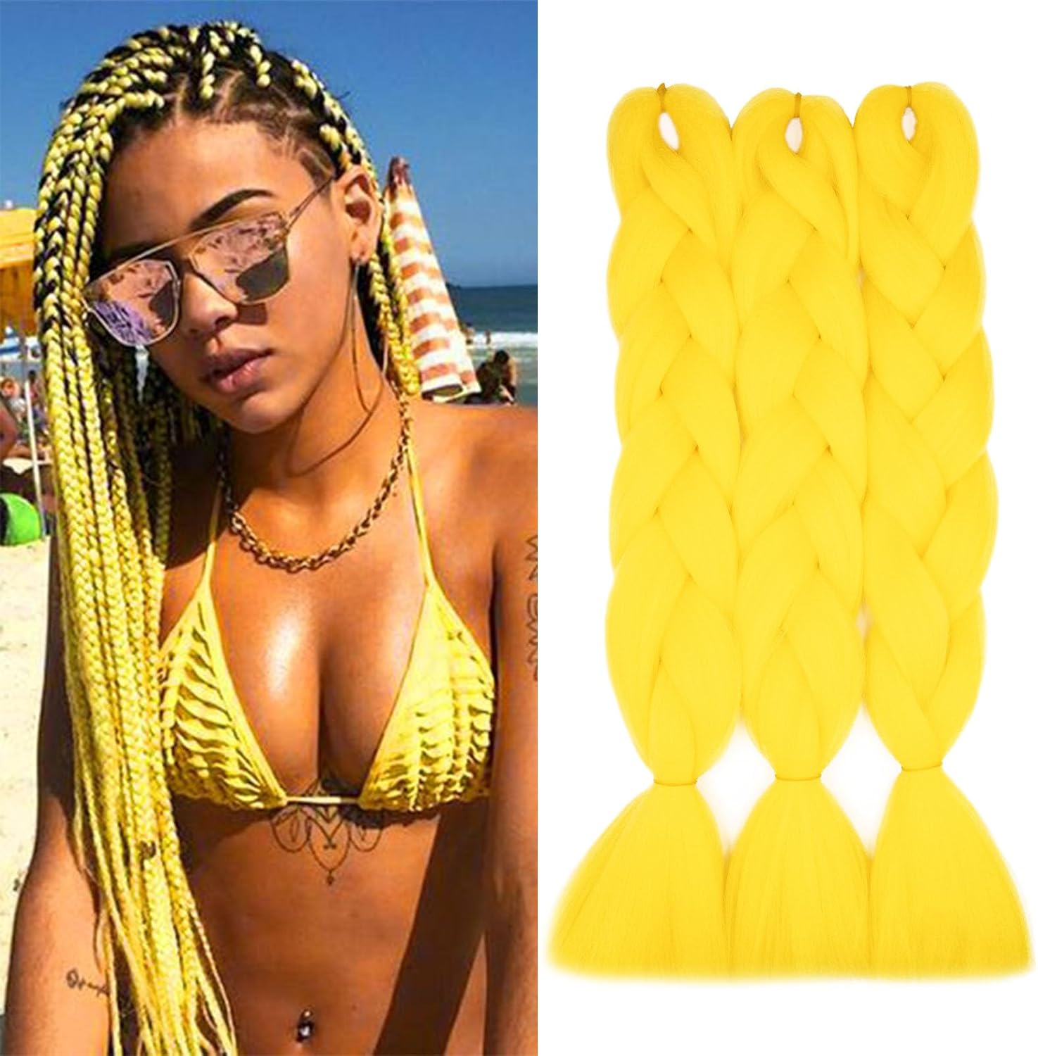 24" Meches pour Tresses Africaine Braids Meches Tresse Cheveux Rajout Cheveux Tressage 1 Paquet Crochet Braids Extension de Cheveux Afro pour Tresse Ombre Synthétiques (Rose)