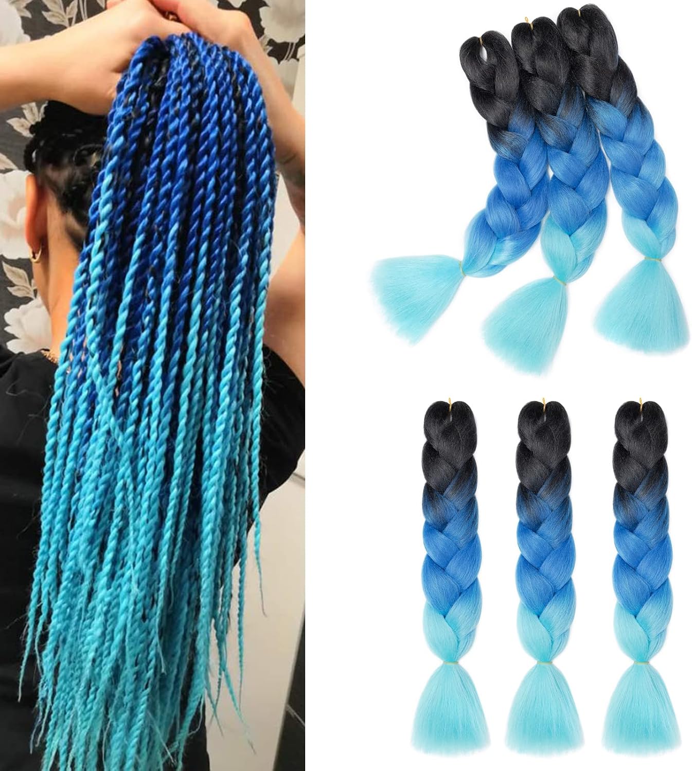 24" Meches pour Tresses Africaine Braids Meches Tresse Cheveux Rajout Cheveux Tressage 1 Paquet Crochet Braids Extension de Cheveux Afro pour Tresse Ombre Synthétiques (Rose)
