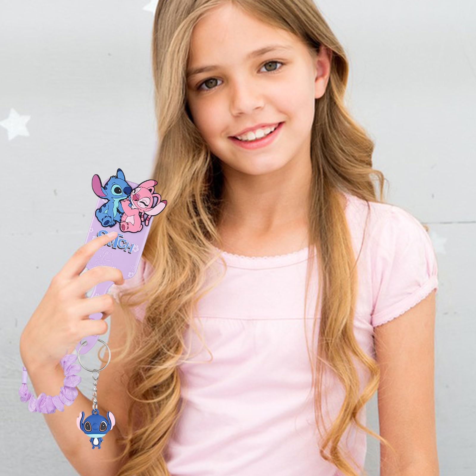 Stitc Brosse à Cheveux,Accessoires Cheveux pour Filles,Stitc Peigne Démêlant, Brosse Anti-Traction,Cadeau pour Filles, Adolescents et Femmes（Violet