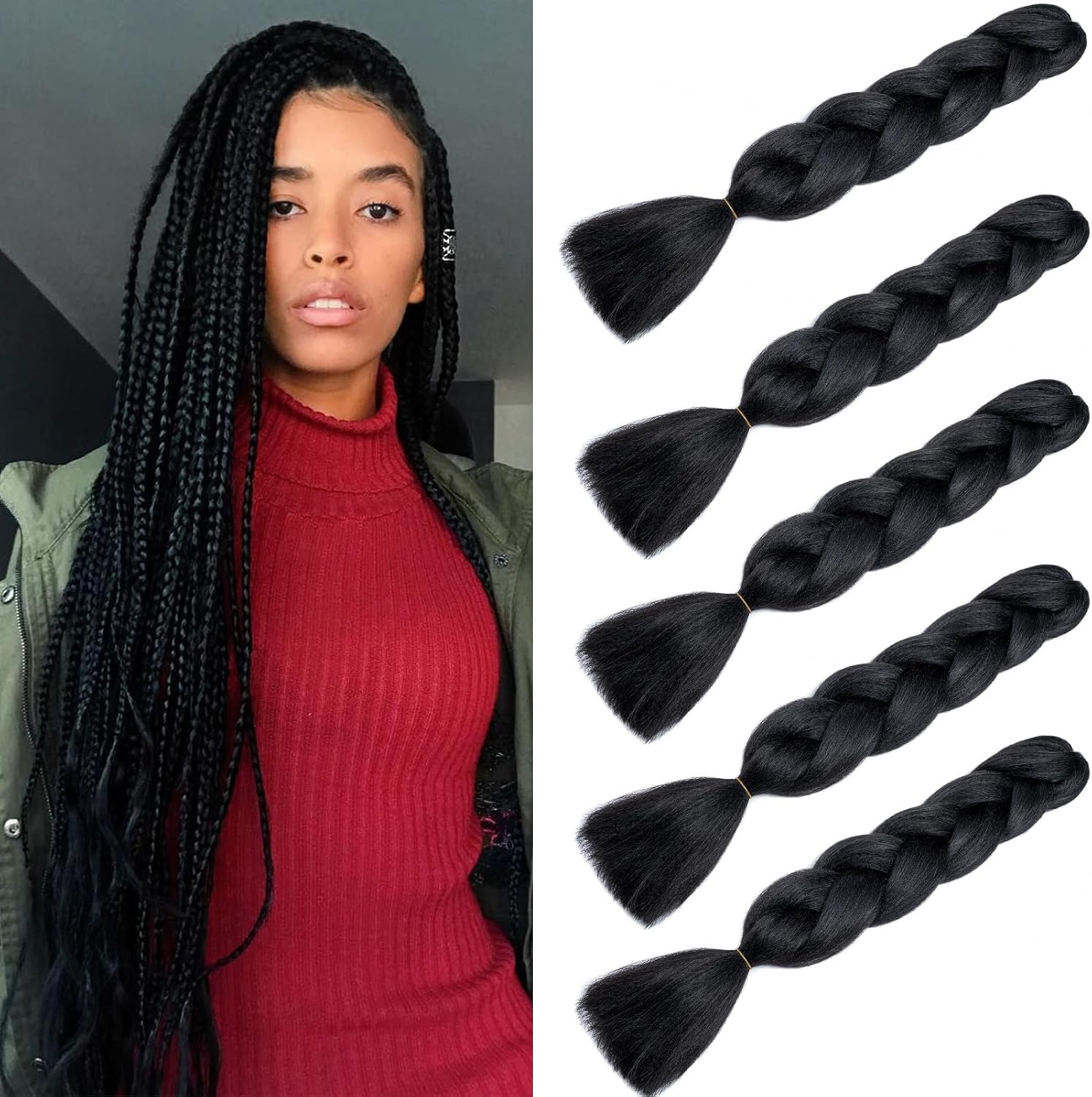 Meches pour Tresses Africaine Rajout Cheveux Braids Jumbo Extension Cheveux Ombre Synthétique Violet & Bleu & Jaune & Orange