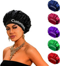 Bonnet En Satin Avec Image/Texte Personnalisé, Réutilisable Doux Et Confortable, Mèche élastique pour Dormir, Couvre-Cheveux de Nuit pour Cheveux Bouclés, Parfait Pour Protéger Vos Cheveux