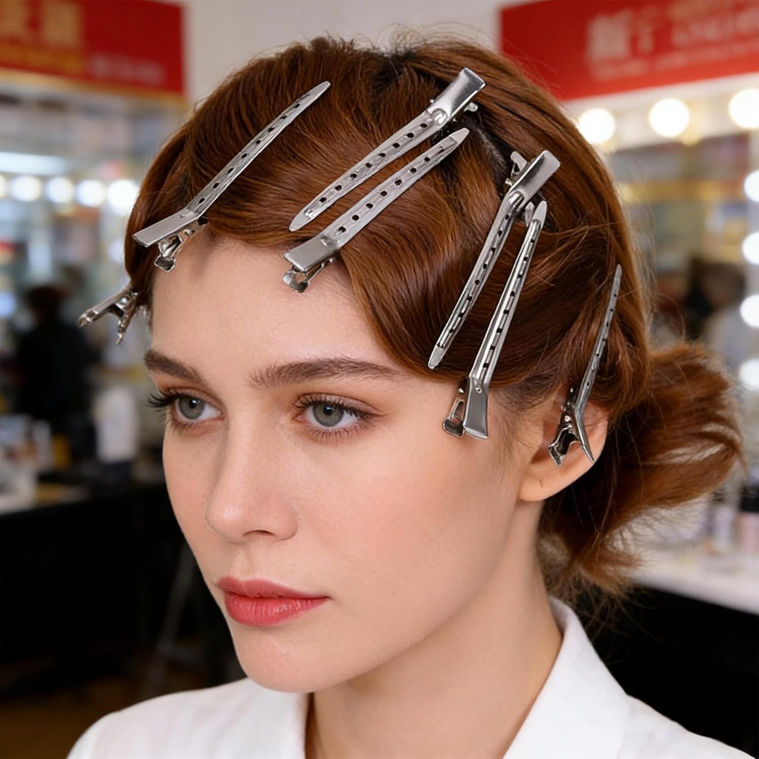 Lot de 90 pinces à cheveux en métal argenté de 9 cm pour coiffure, pinces crocodiles professionnelles