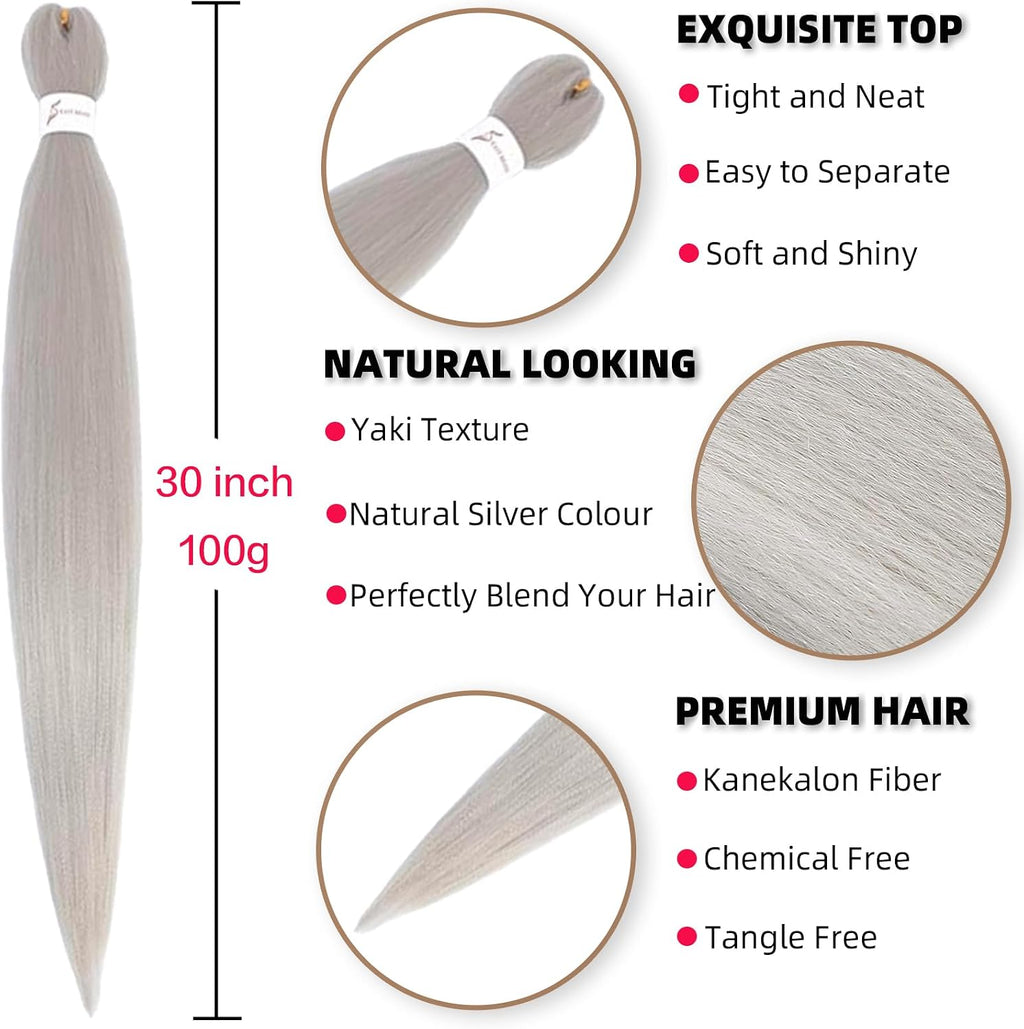 Rajout Cheveux Tressés Pré-étirés Noir Naturelles Black 30 Pouces Long Kanekalon Easy Braids Meches Cheveux pour Tresses Africaine 6 Paquets Knotless Yaki Nattes Extensions de Cheveux(1B#)