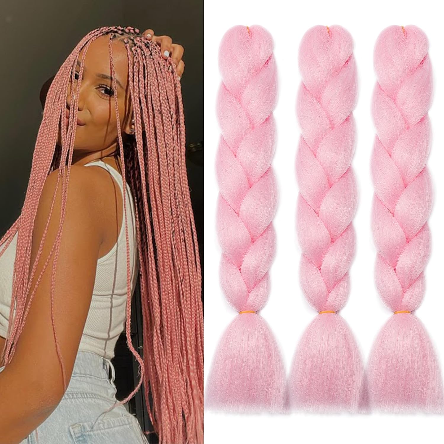 Meches pour Tresses Africaine Rajout Cheveux Braids Jumbo Extension Cheveux Ombre Synthétique Violet & Bleu & Jaune & Orange
