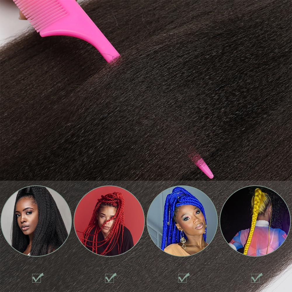 YDDM Meches Pour Tresses Africaine Rose et blanc Rajout Cheveux Tresses Texture Yaki Easy Install pour Debutants 20 Pouces 3 Paquets Cheveux Legers Naturels pour Box Braids Twist Crochet Styles