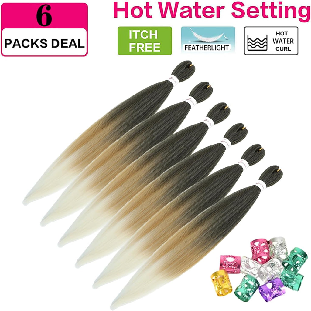 Rajout Cheveux Tressés Pré-étirés Noir Naturelles Black 30 Pouces Long Kanekalon Easy Braids Meches Cheveux pour Tresses Africaine 6 Paquets Knotless Yaki Nattes Extensions de Cheveux(1B#)