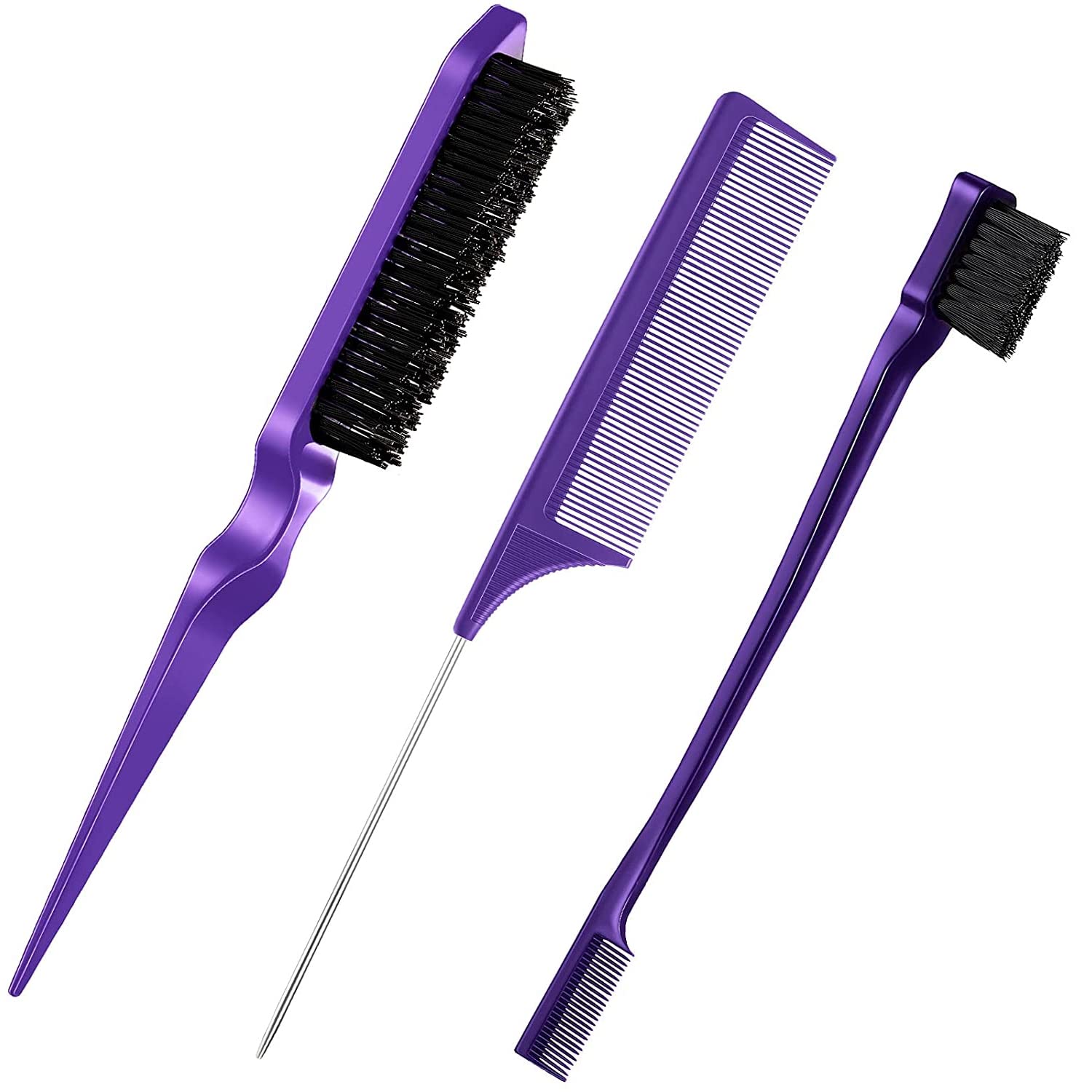 Brosse à cheveux, 3 pièces, propre, queue, convient aux coiffeurs professionnels, femmes, hommes, enfants (rose)