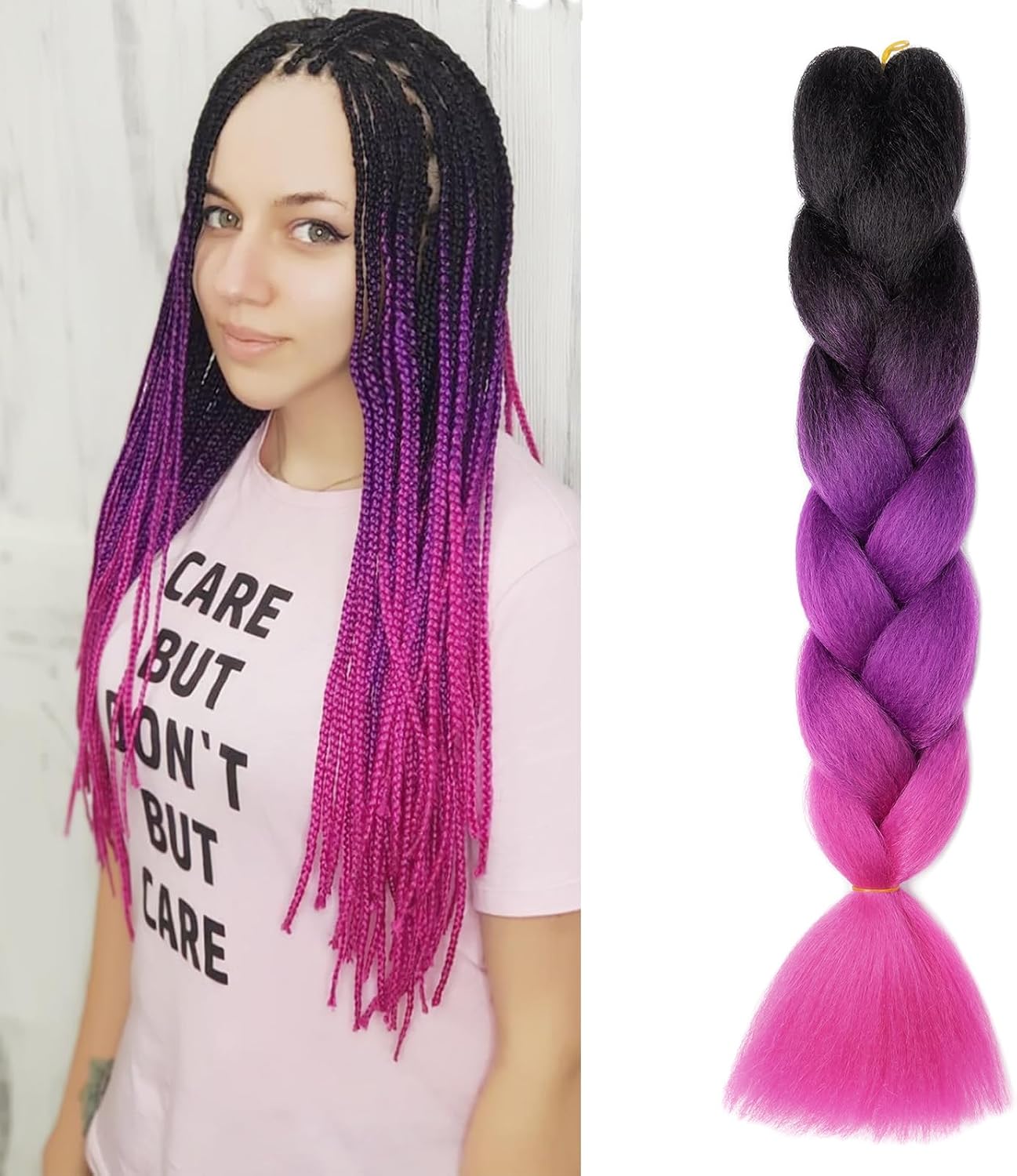 Meches pour Tresses Africaine Rajout Cheveux Braids Jumbo Extension Cheveux Ombre Synthétique Violet & Bleu & Jaune & Orange