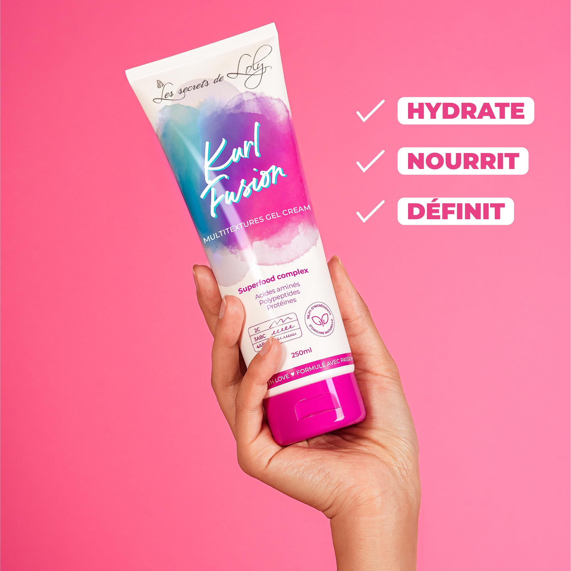 Les Secrets de Loly – Cloud Fusion – Mousse coiffante fixante Volume & définition – Cheveux ondulés, bouclés et frisés – Avec acide hyaluronique – 200 ml