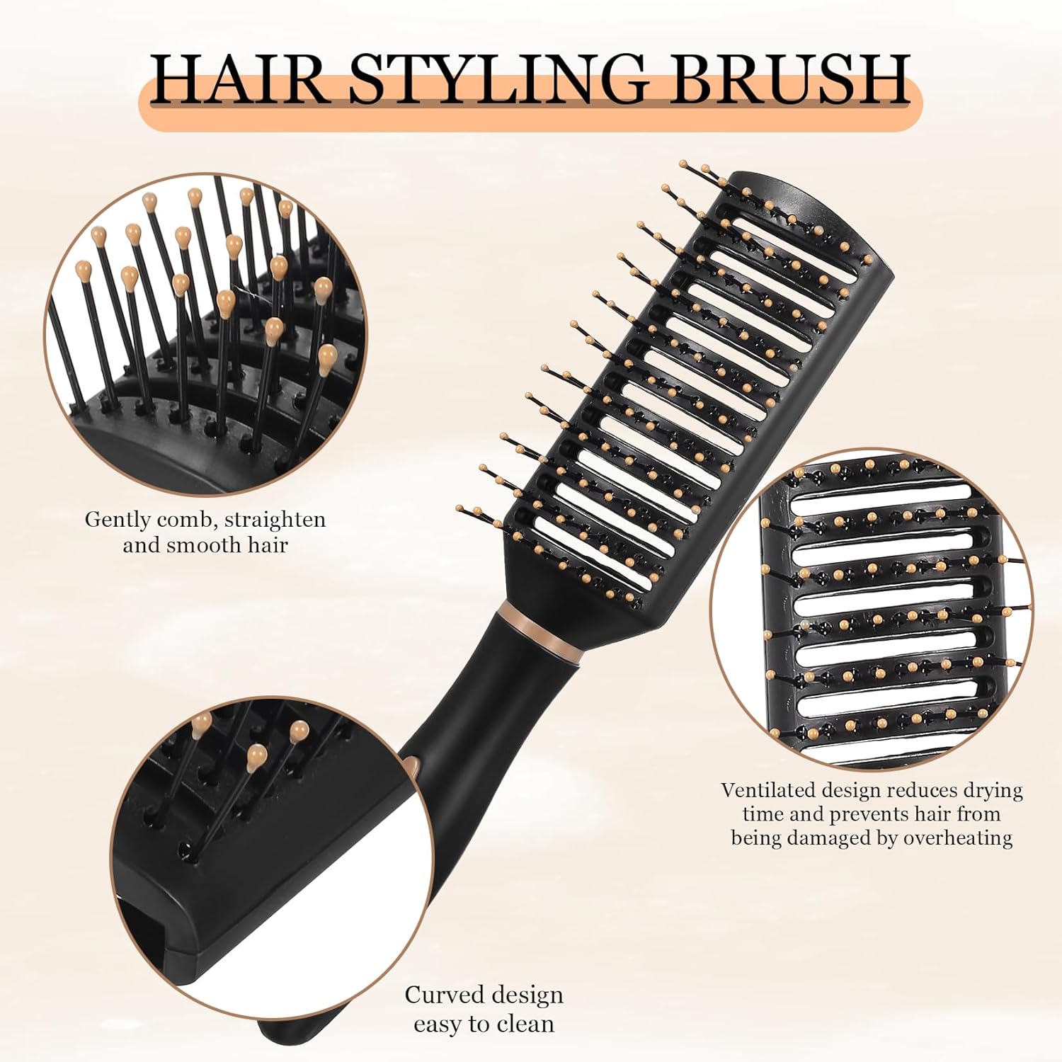 5 PcsBrosse Cheveux Anti-nœuds, Brosse à Cheveux Poils pour femmes et hommes, Brosse Demelante antistatiques ventilés pour femmes et hommes, mouillés et bouclés, salon et maison