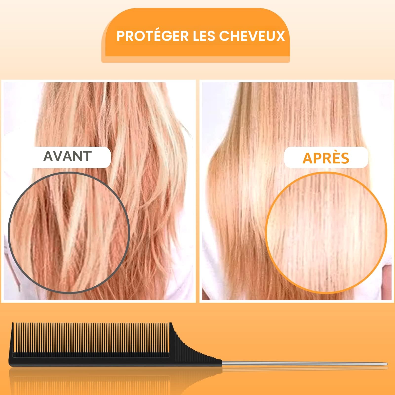 Sularpek 3 PCS Peigne à Queue Antistatique en Fibre de Carbone, Coiffant, de Séparation, à Queue de Rat pour Cheveux de Salon - Femmes et Hommes