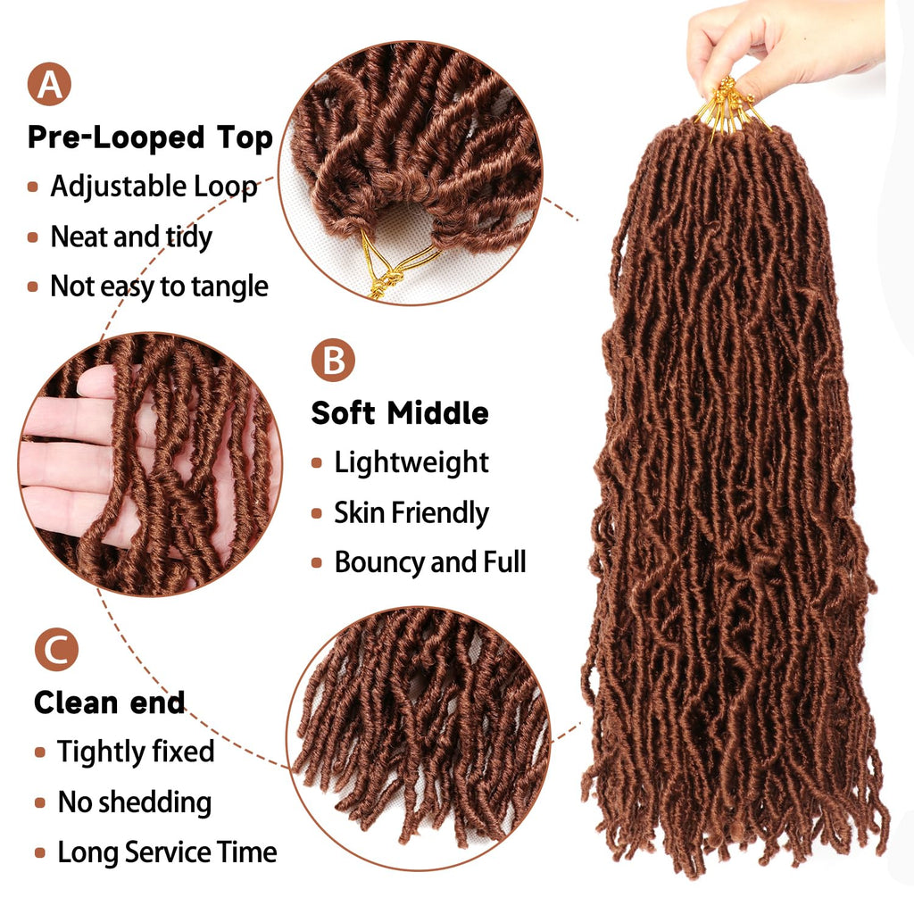 8 Packs Faux Locks Crochet Braids Meches Soft Locs Meches Pour Tresses Africaine Faux Locs Crochet Hair Meches Bouclees Pour Tresses (#1B, 60.9 CM(Lot de 8))