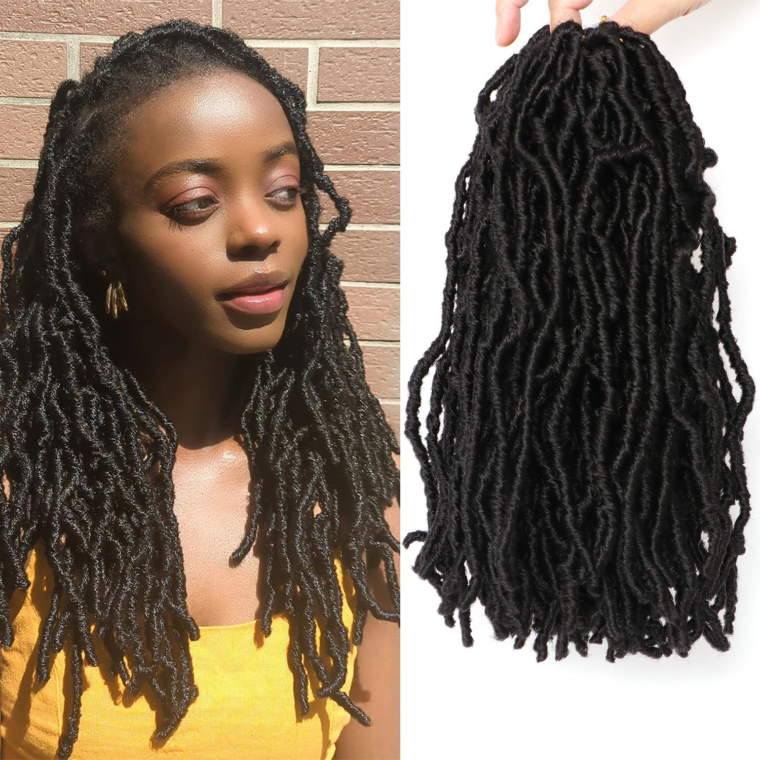 8 Packs Faux Locks Crochet Braids Meches Soft Locs Meches Pour Tresses Africaine Faux Locs Crochet Hair Meches Bouclees Pour Tresses (#1B, 60.9 CM(Lot de 8))