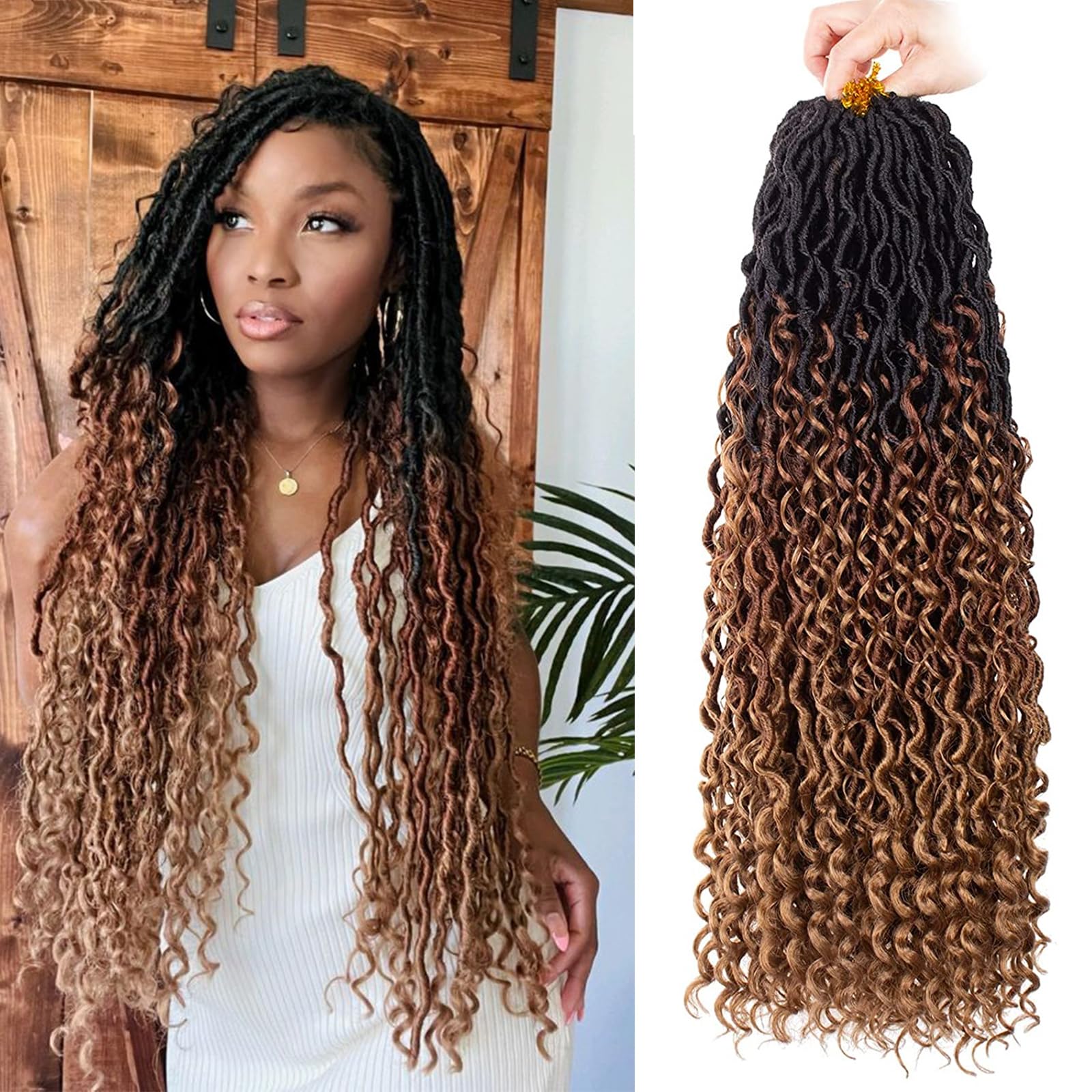 Xtrend 6Packs 18 pouces Twist Perruques Crochet Tresses Faux Locs bouclés se termine Dreadlocks Tresses Synthétiques Extensions de Cheveux Haute Température pour Femmes Noires 20 Strands/pack TBUG