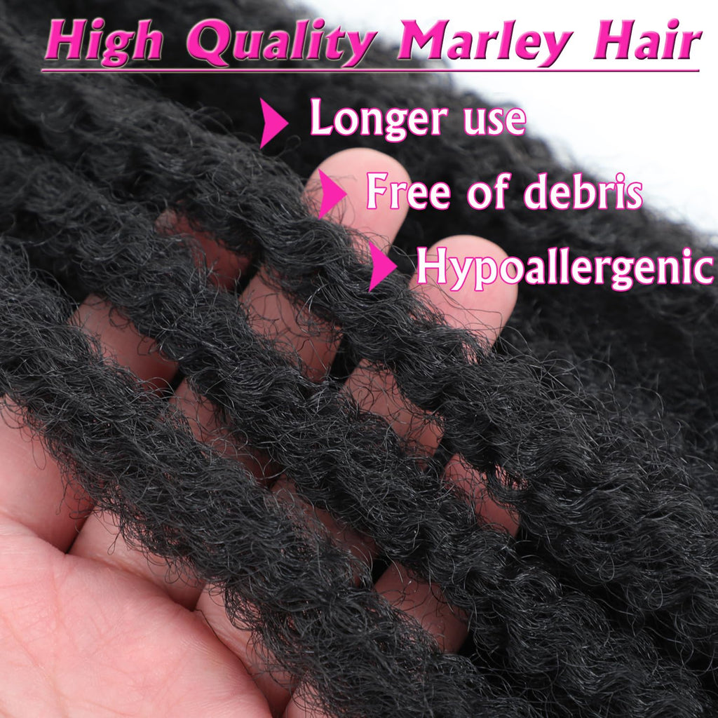 Enbeautiful Marley Twist Hair 24 Inch 8packs Marley Twists Braiding Hair Long Cuban Twist Hair Pre Fluffed Afro Kinky Curly Twists Crochet Hair Synthetic Marley Braids Extensions,27#