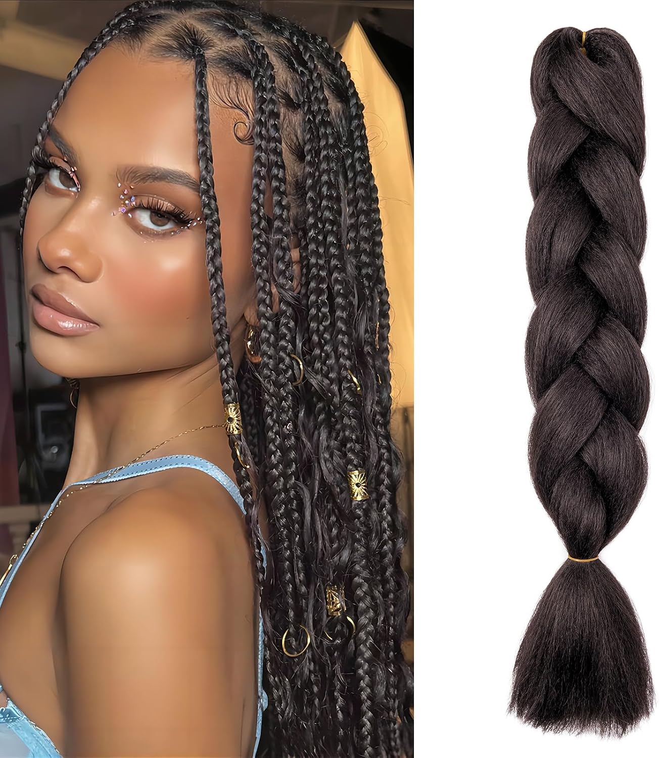 Meches pour Tresses Africaine Rajout Cheveux Braids Jumbo Extension Cheveux Ombre Synthétique Violet & Bleu & Jaune & Orange