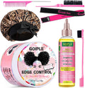Edge Control Wax for Femmes Forte Tenue -Cire Cheveux Gel pour Cheveux Noirs - Huile Capillaire à la Rose & Ricin pour la Pousse des Cheveux Huile Capillaire Fortifiante Ensemble